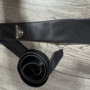 Prada Re-Nylon Logo Tie Black Luxury Designer Tie Worn Once Made in Italy